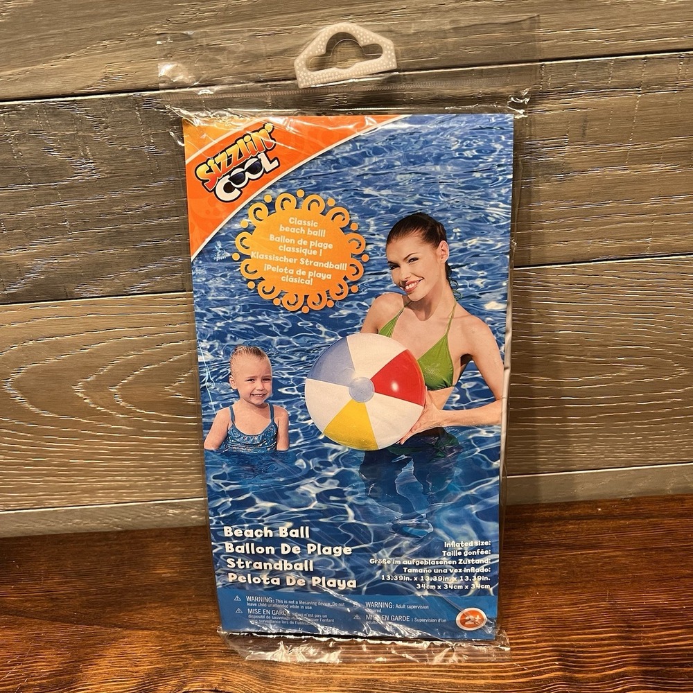 Vintage Sizzlin' Cool Toys R Us Beach Ball Inflatable Multi-Color Pool Toy New